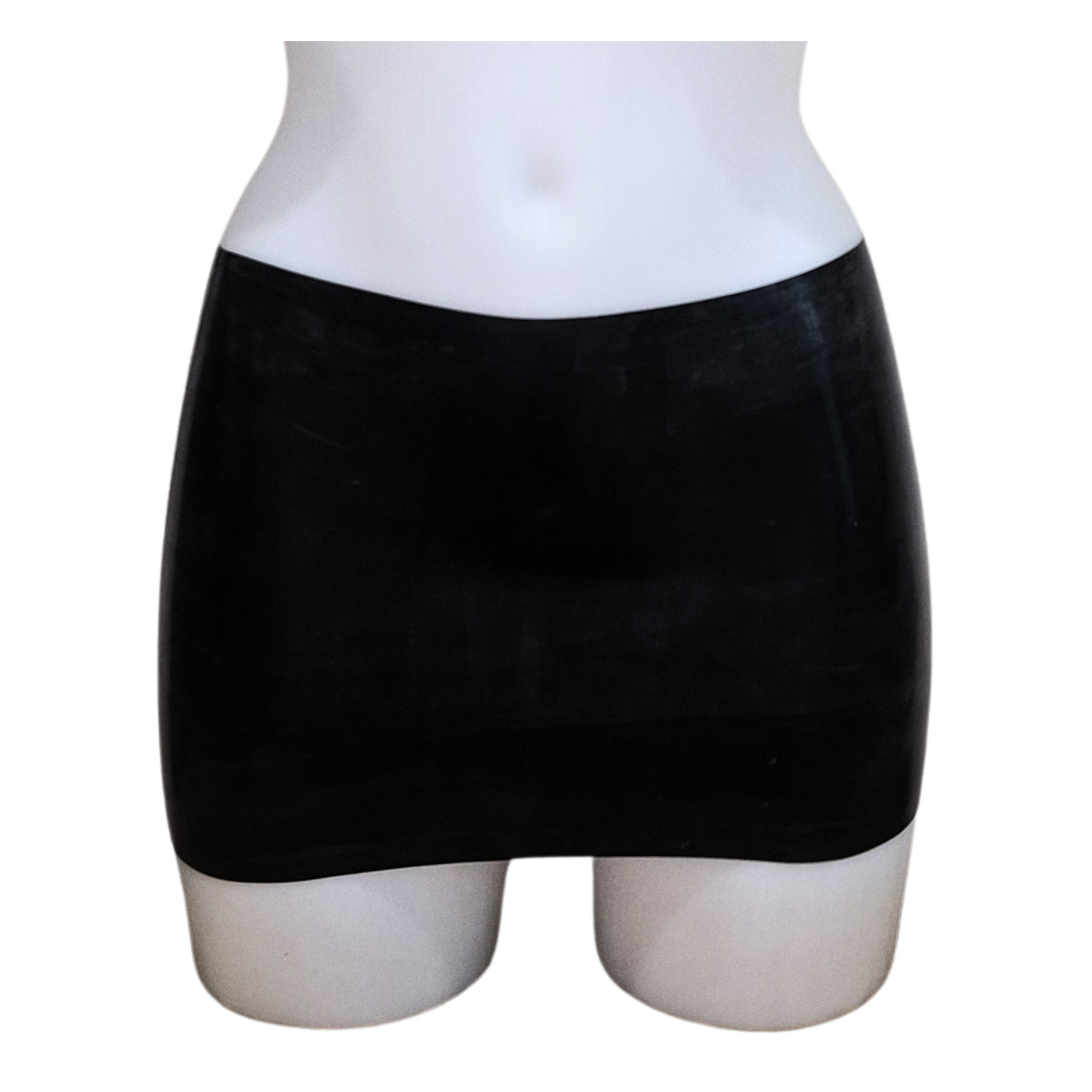 Black latex micro skirt, only 10" in length