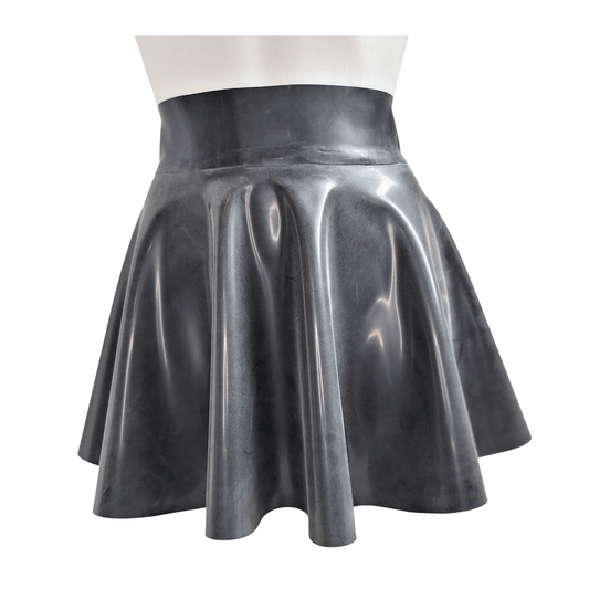 Black latex skater or circle skirt, 5cm waistband with 30cm length