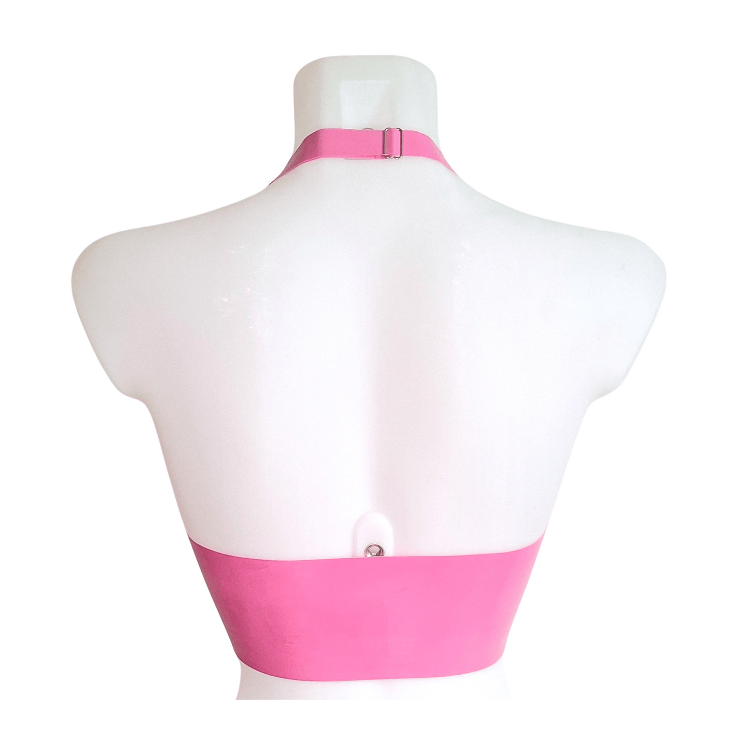 Bubblegum Pink Latex Longline Bra Top, Knickers & Skater Skirt Set
