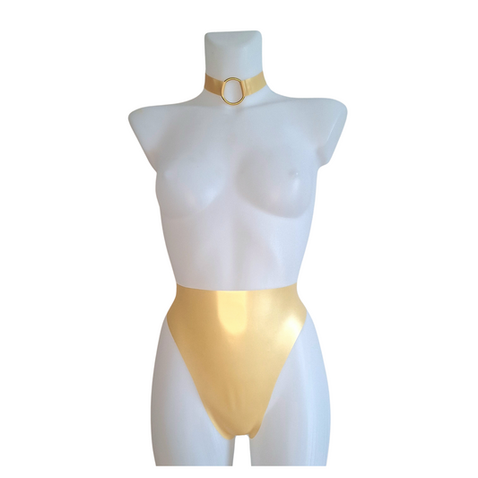 Latex Super High Waisted, High Cut Thong Knickers/Panties