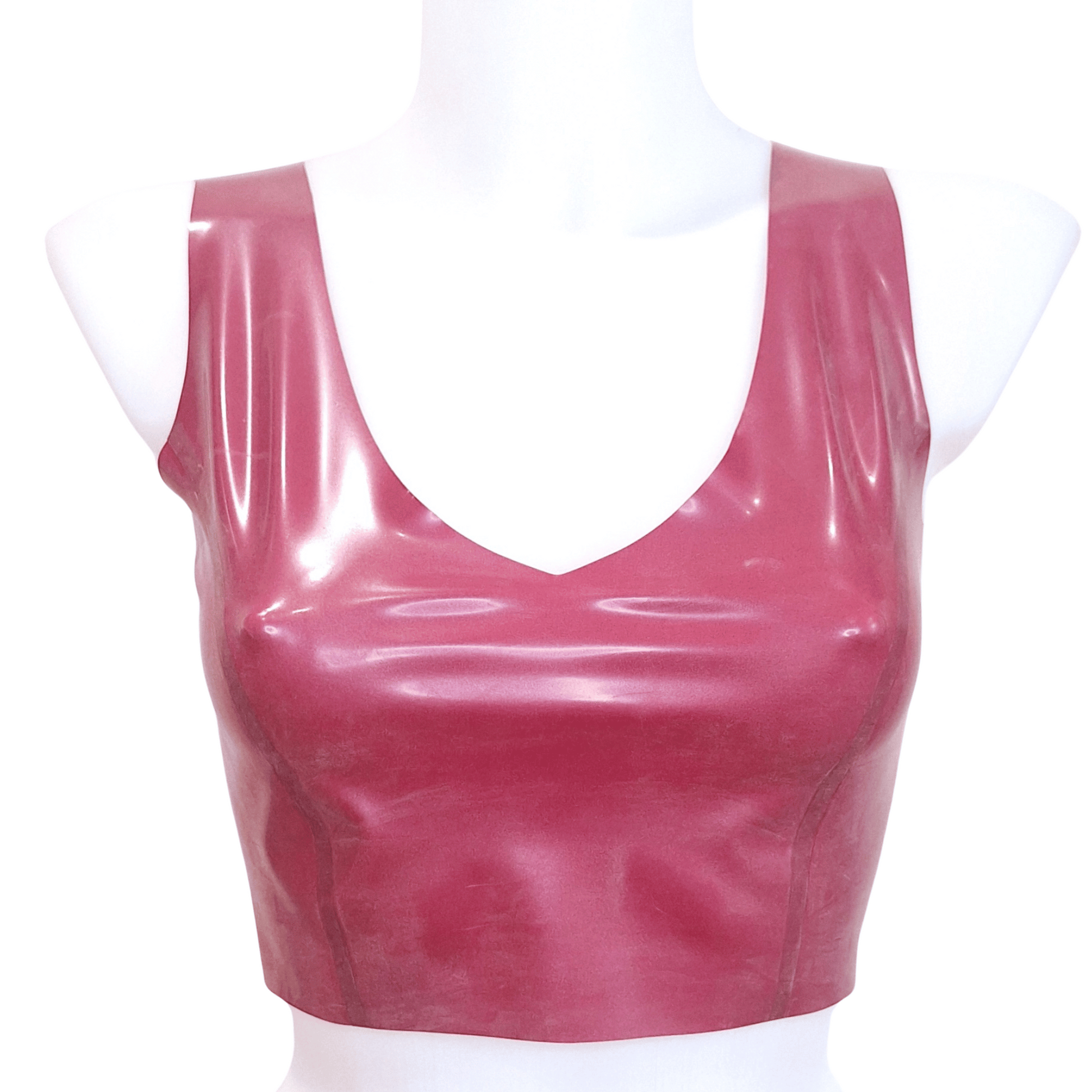 EADY to SHIP Sample - Size M
Brand new, only used for pictures on mannequin
THE perfect latex crop top for mixing and matching, wear with jeans for a daytime look and then pair with a latex skirt and heels to swap your look to evening wear.
Made from medium weight latex, has a V front and a high neck, small V back, princess lines for a great fit. Sleeveless and pull on style, no zip or fastener.
Also available in other colours, just pop me a message to see what I have in stock
Sizes XS to XL available, p
