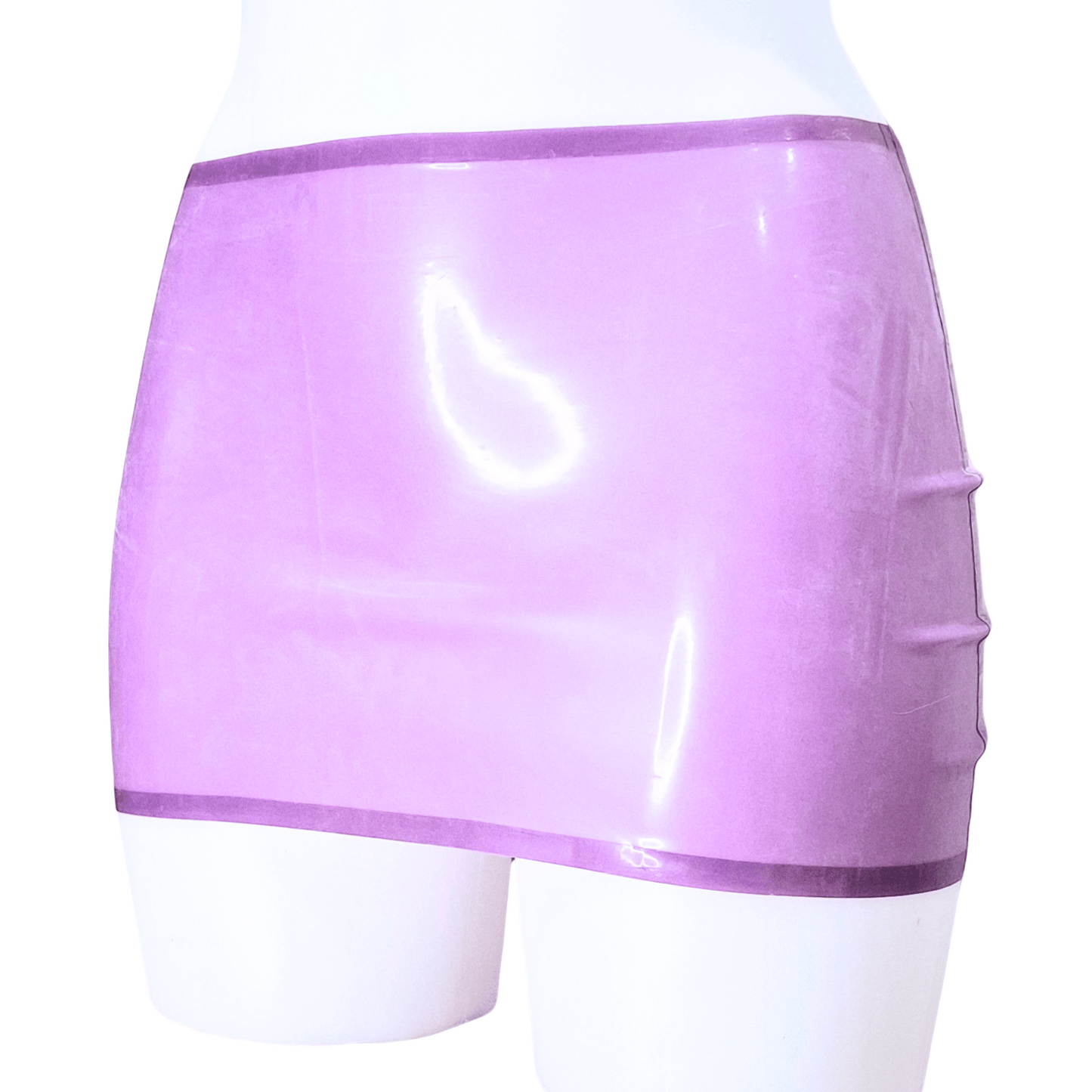A cute transparent lilac latex micro skirt, only 10 in length