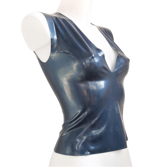 Latex Sleeveless V Neck Top