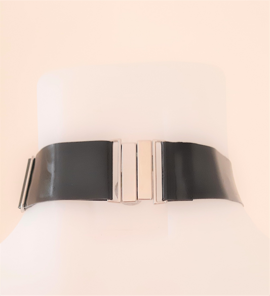 Lilac & Black Latex Bow Choker