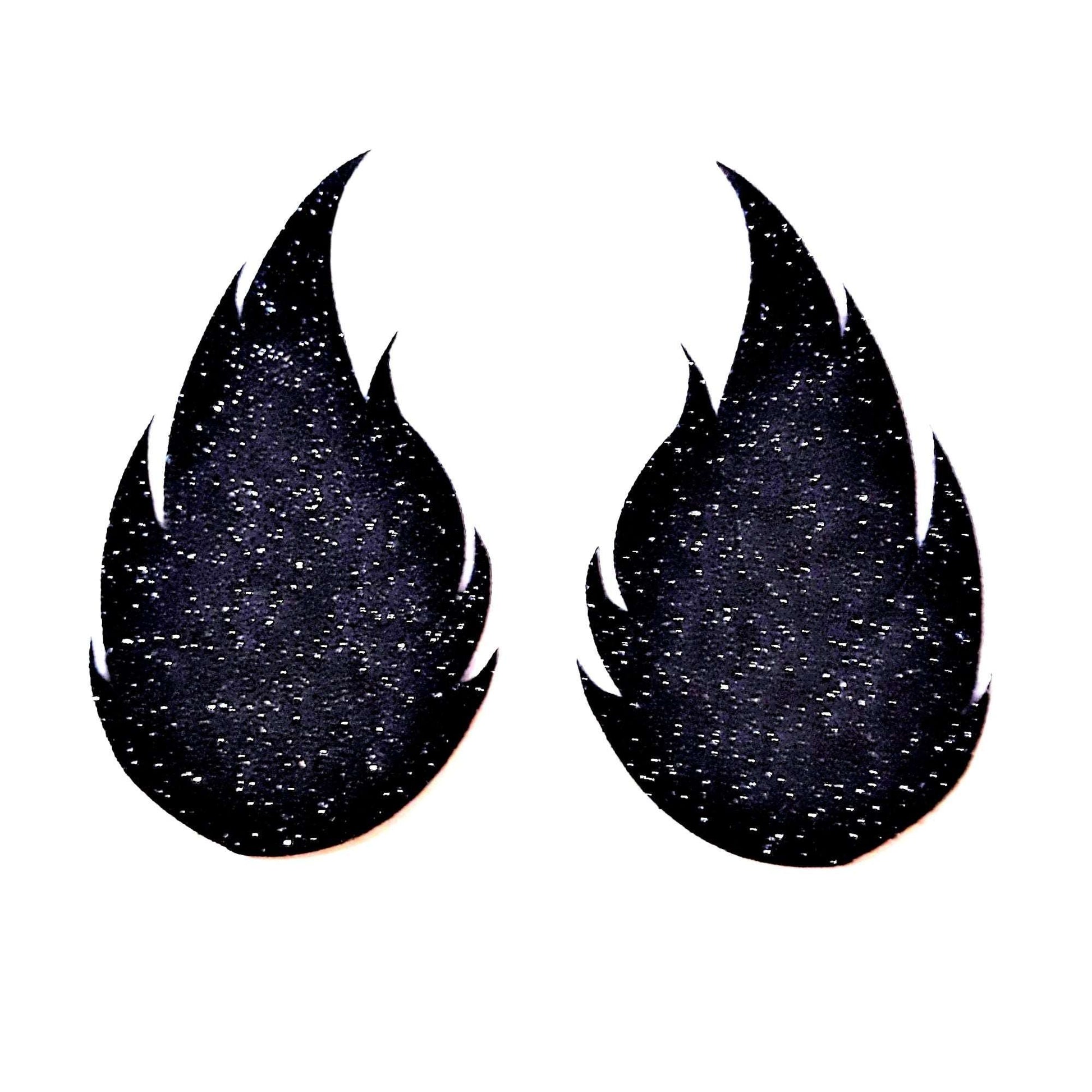 Black Glitter Flames Nipple Pasties /Nipple Covers