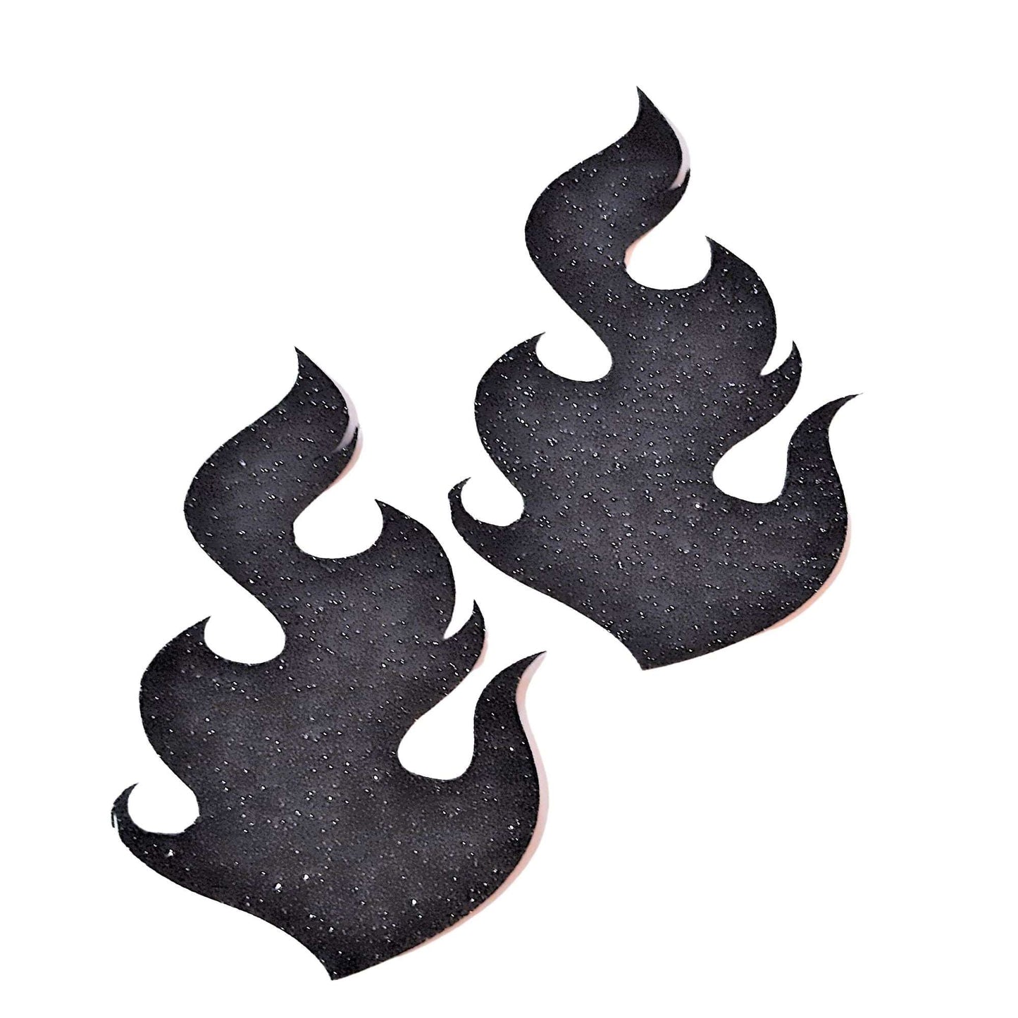 Black Glitter Tall Flames Nipple Pastie / Nipple Covers