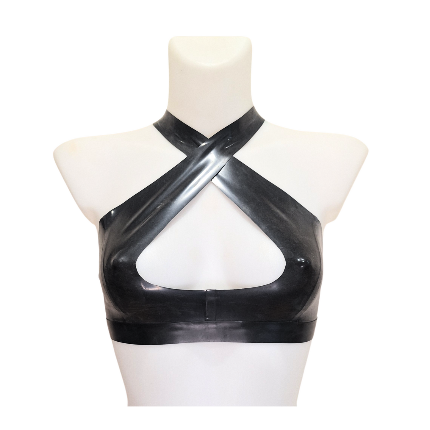 Latex Cross Front Crop Top