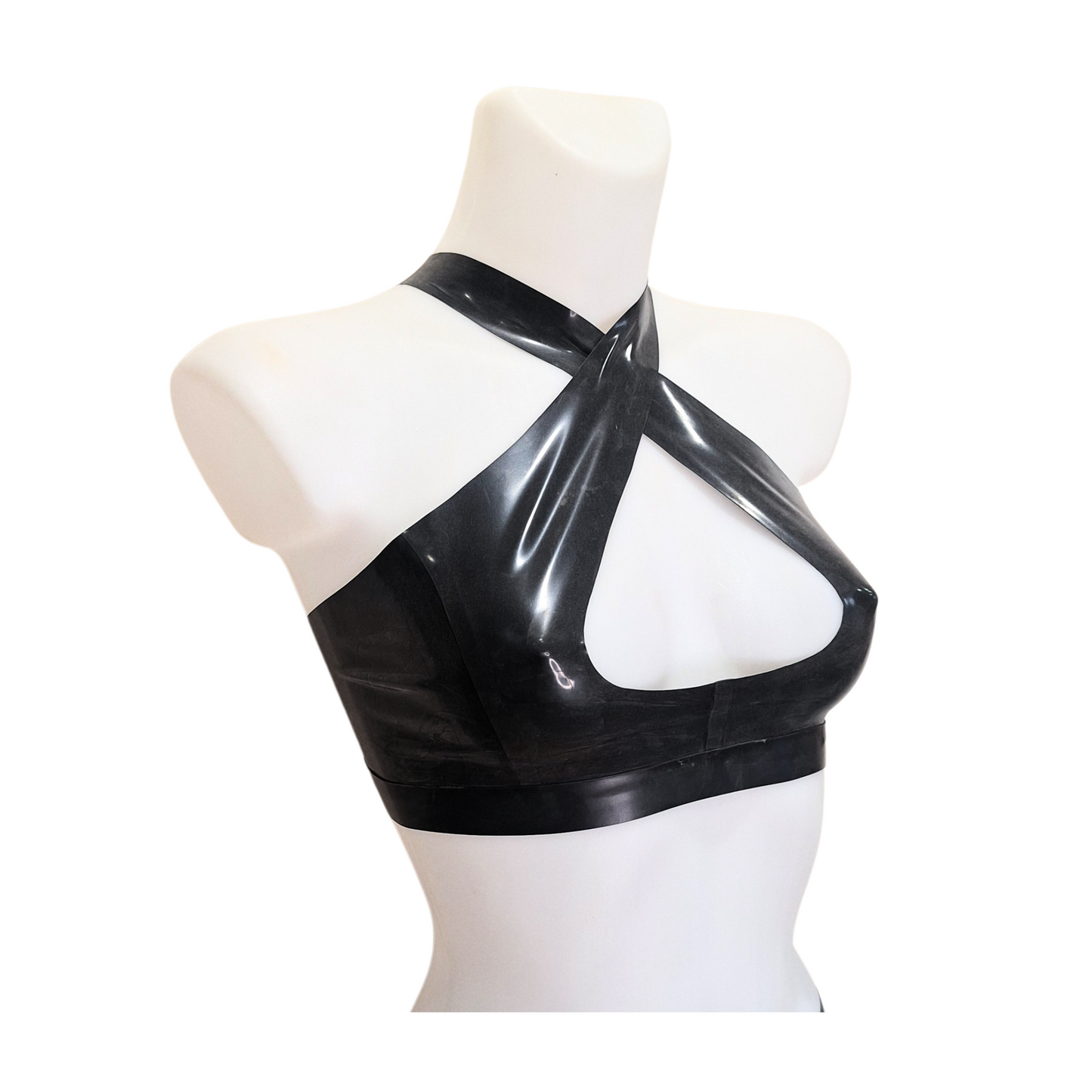 Latex Cross Front Crop Top