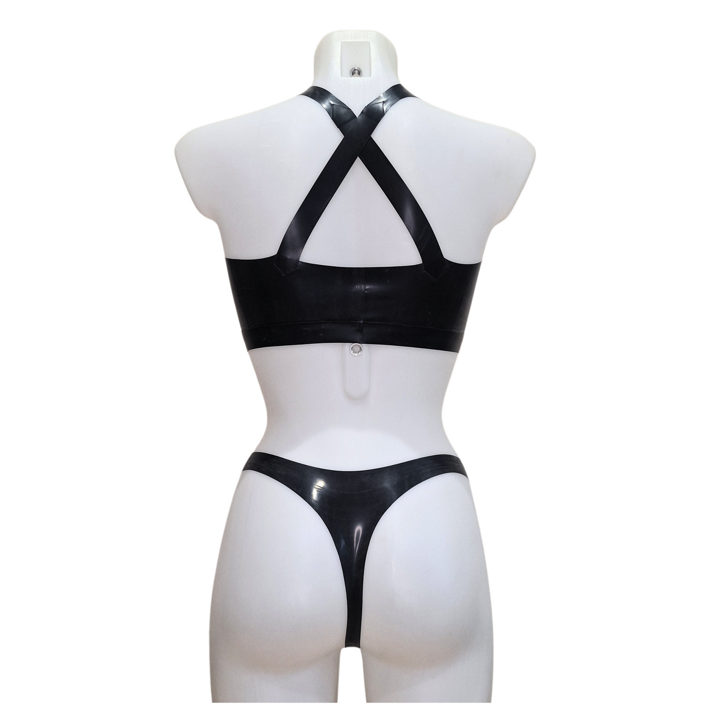 Latex Mid Rise, High Leg Thong Knickers/Panties