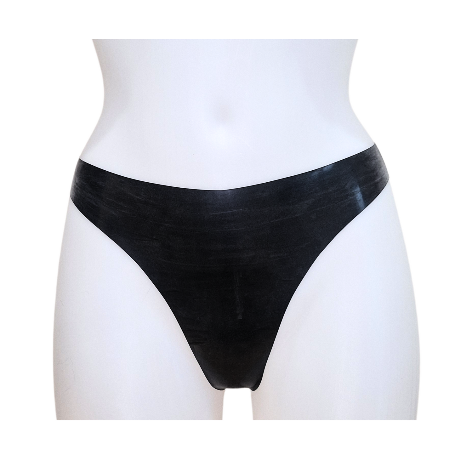 Latex Mid Rise, High Leg Thong Knickers/Panties