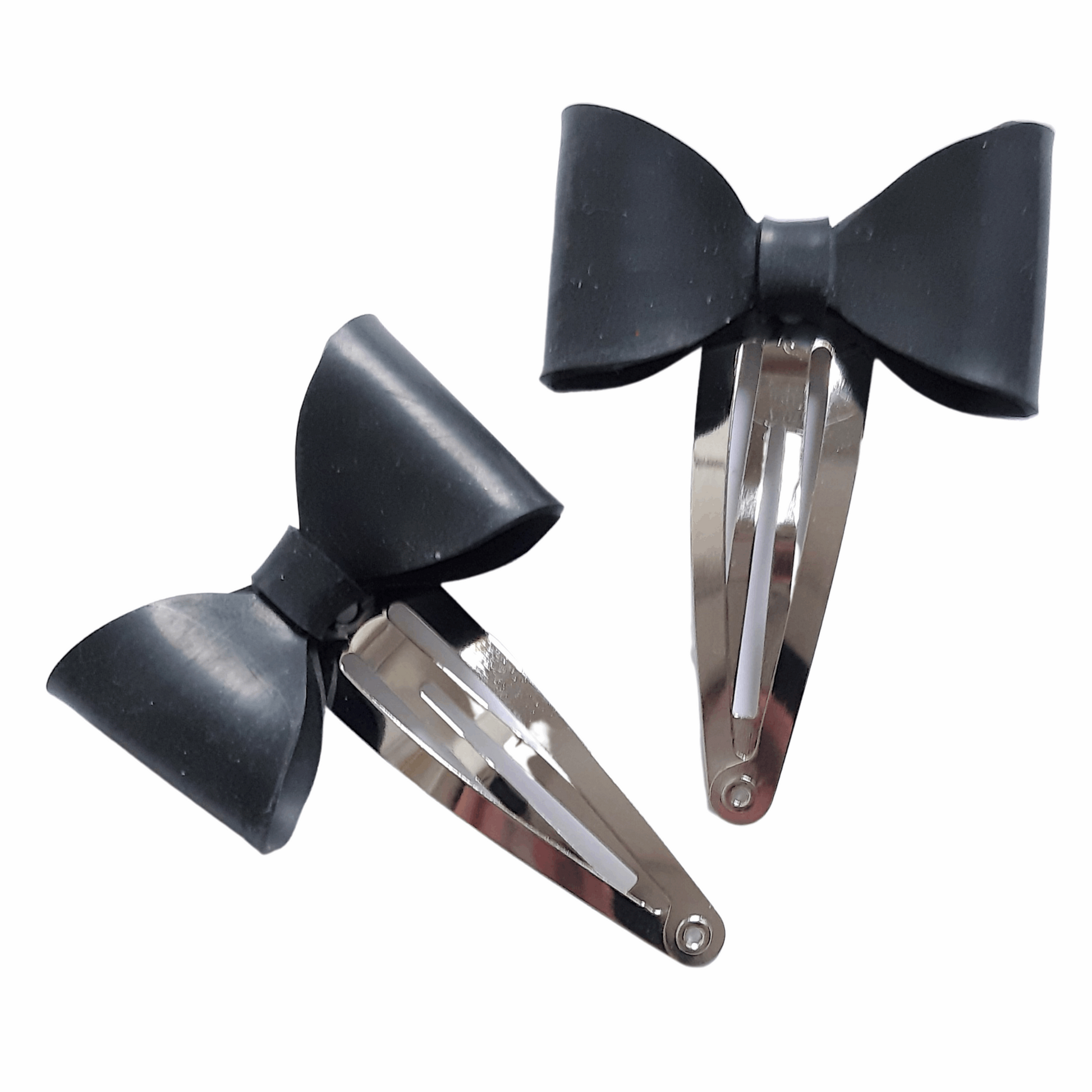 Black Latex Mini Hair Bow Clips