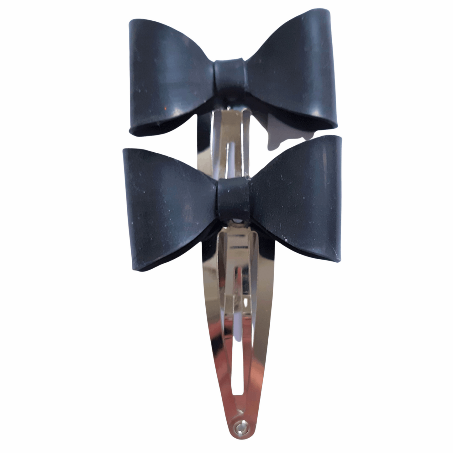 Black Latex Mini Hair Bow Clips