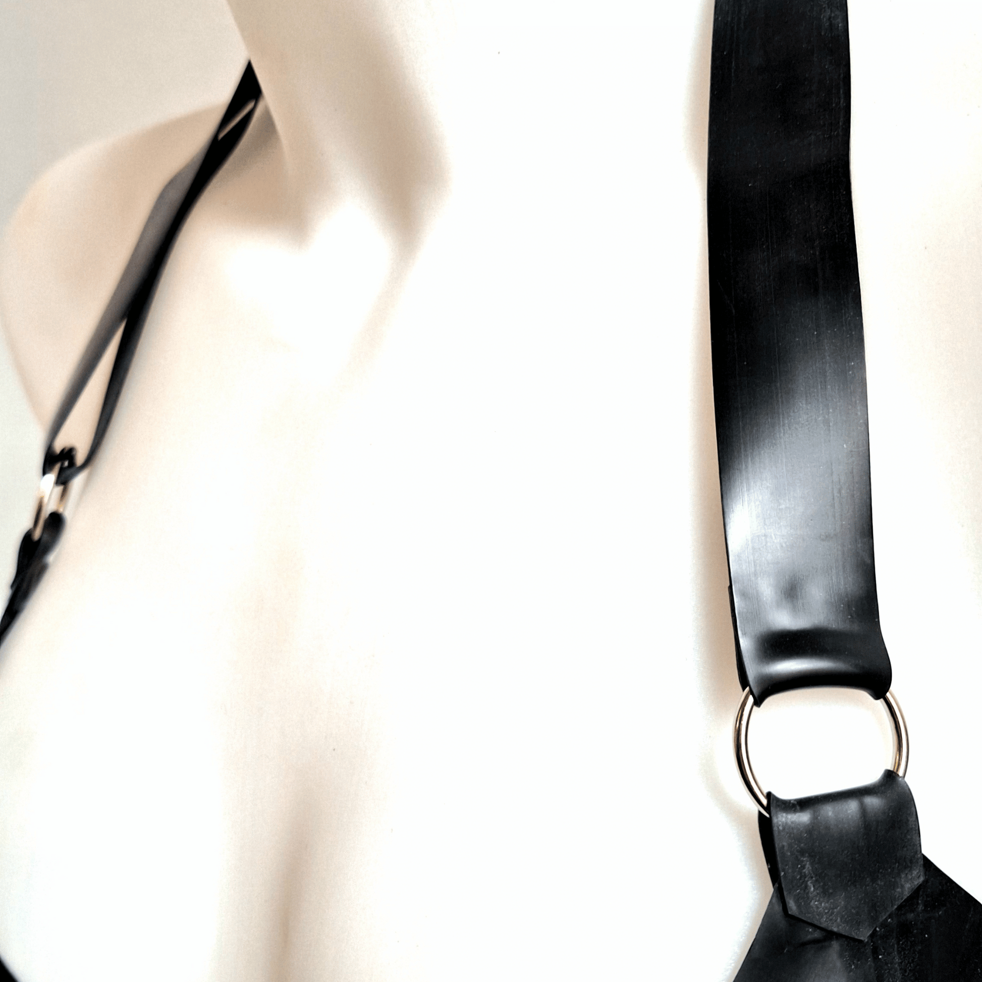 Adjustable halter option details, close up of where the straps meet the bralette with O rings