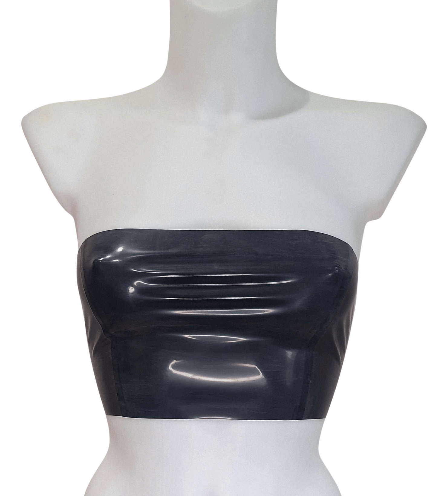 Two Colour Strapless Bandeau Latex Crop Top