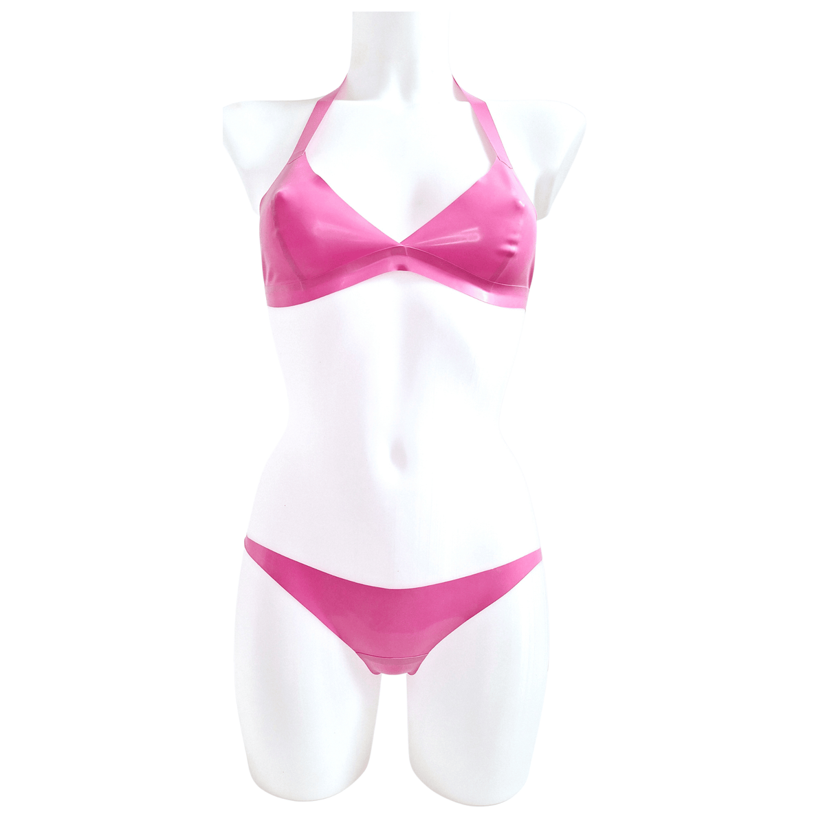 Bubblegum Pink Latex Bikini Bralette - S & M