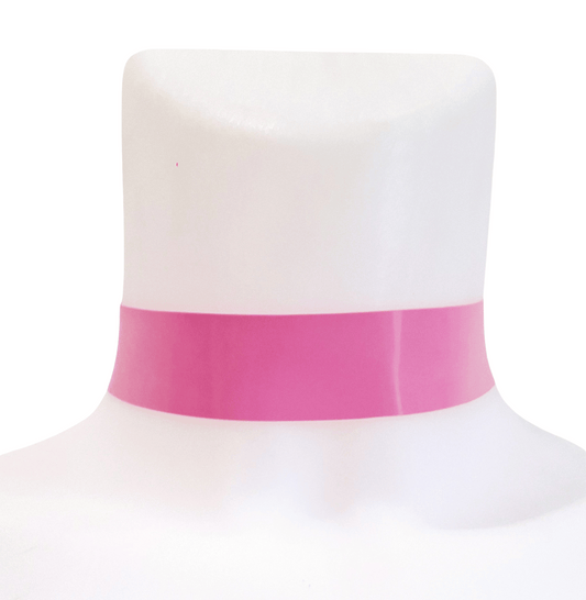 Bubblegum Pink Latex Plain Choker - Adjustable