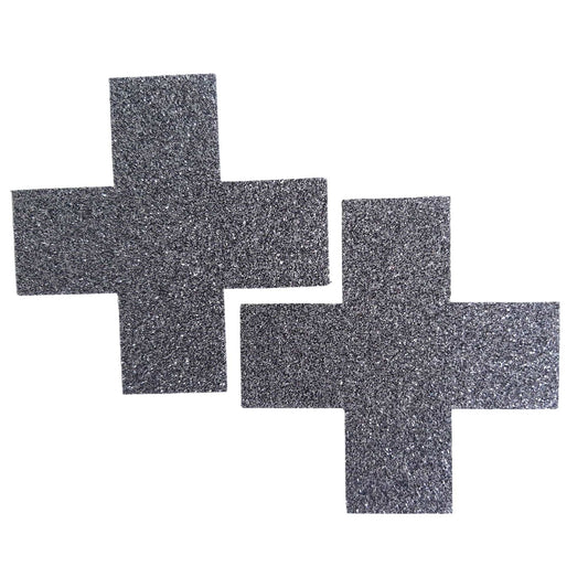 Gunmetal Dark Grey Glitter Cross X Nipple Pasties/Nipple Covers