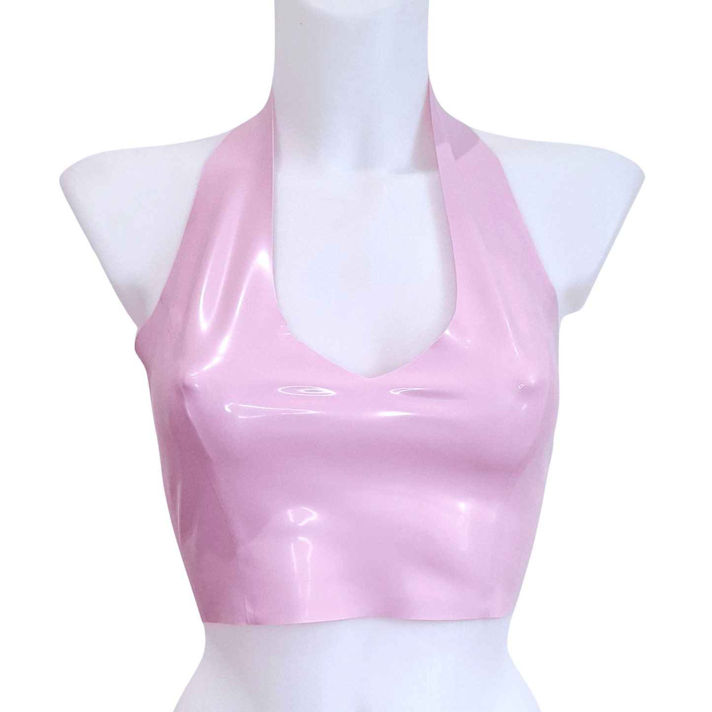 Latex Halter Neck Crop Top - Solid Latex Colours