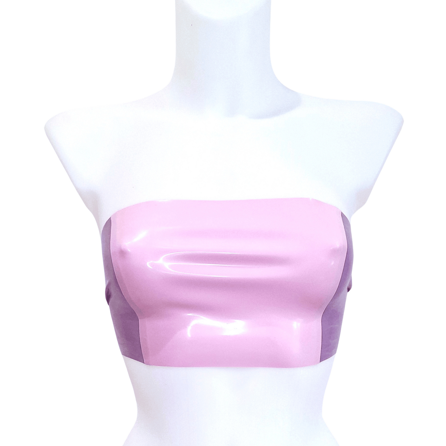 Two Colour Strapless Bandeau Latex Crop Top