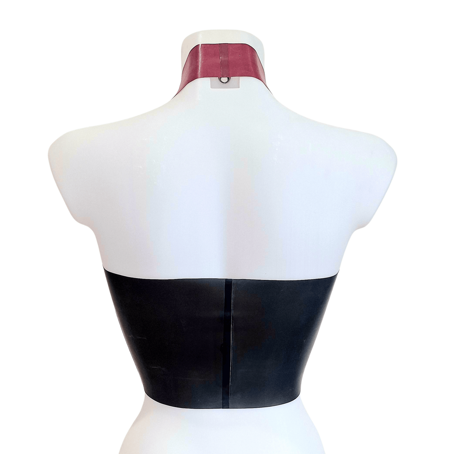 Ready to Ship Metallic Red & Black Latex Halter Neck Crop Top