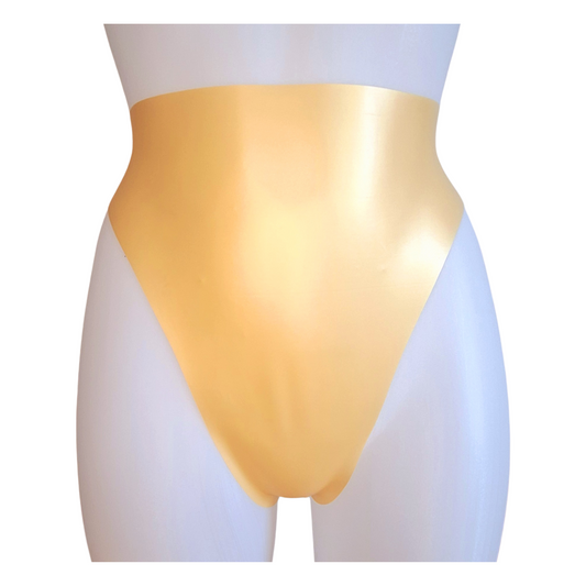 Latex High Waisted, High Cut Thong Knickers/Panties