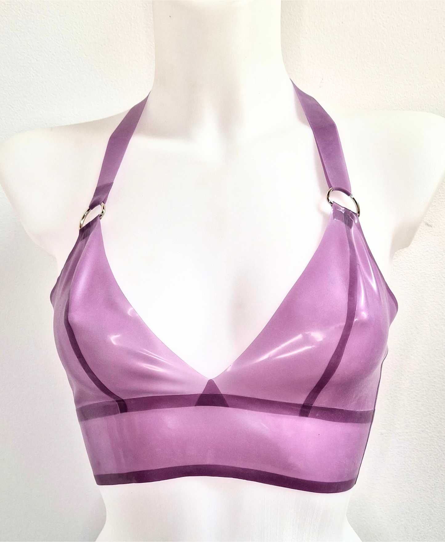 Bubblegum Pink Longline Latex Bra Top - Pull On