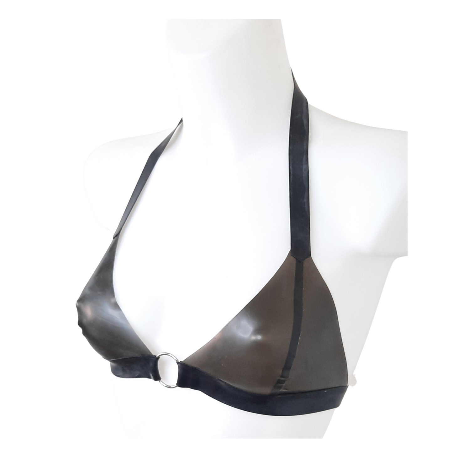 CUSTOM SIZE Black Latex O Ring Bralette Soft cup Bra STANDARD COLOURS