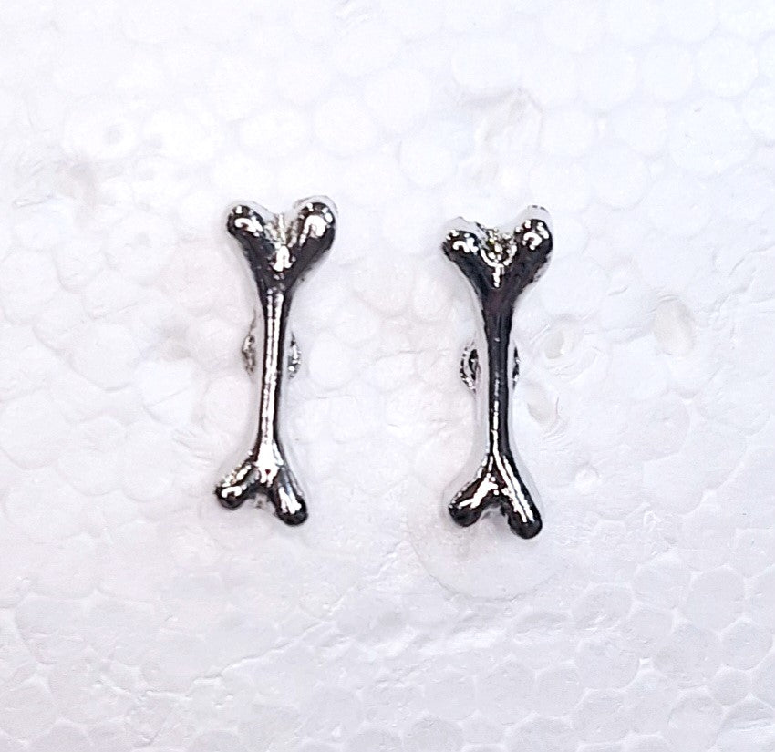 Black or Silver Mini Bone Earrings