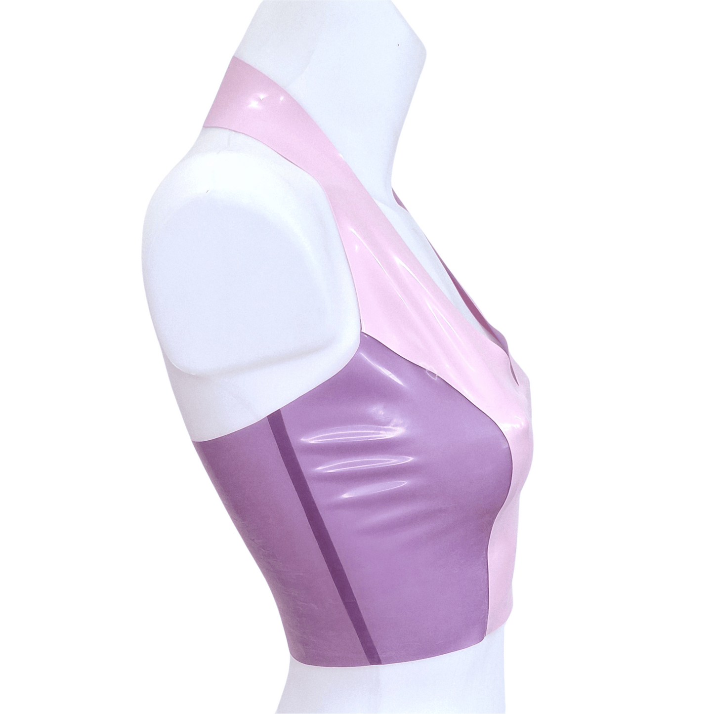 Ready to Ship Size M - Lilac & Transparent Lilac Latex Halter Neck Crop Top