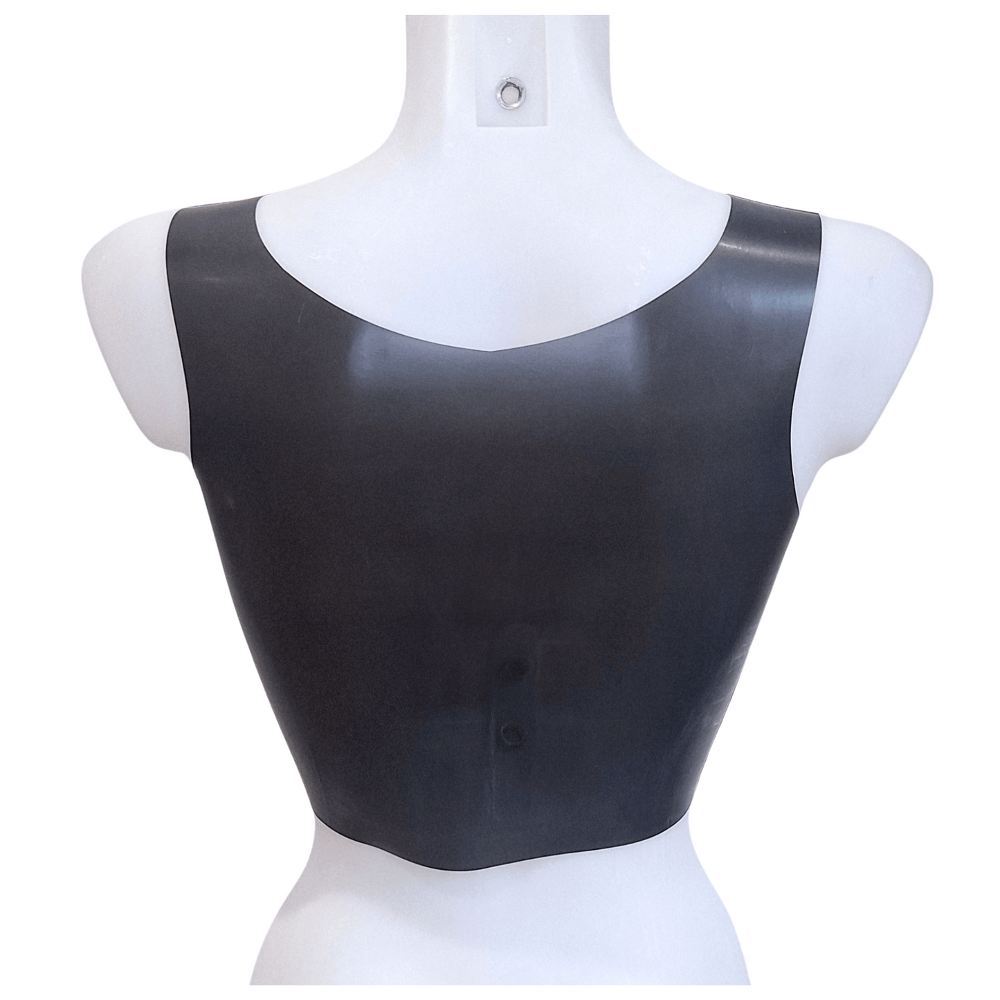 READY to SHIP -Size M - Metallic Red & Transparent Black Latex V Neck Crop Top