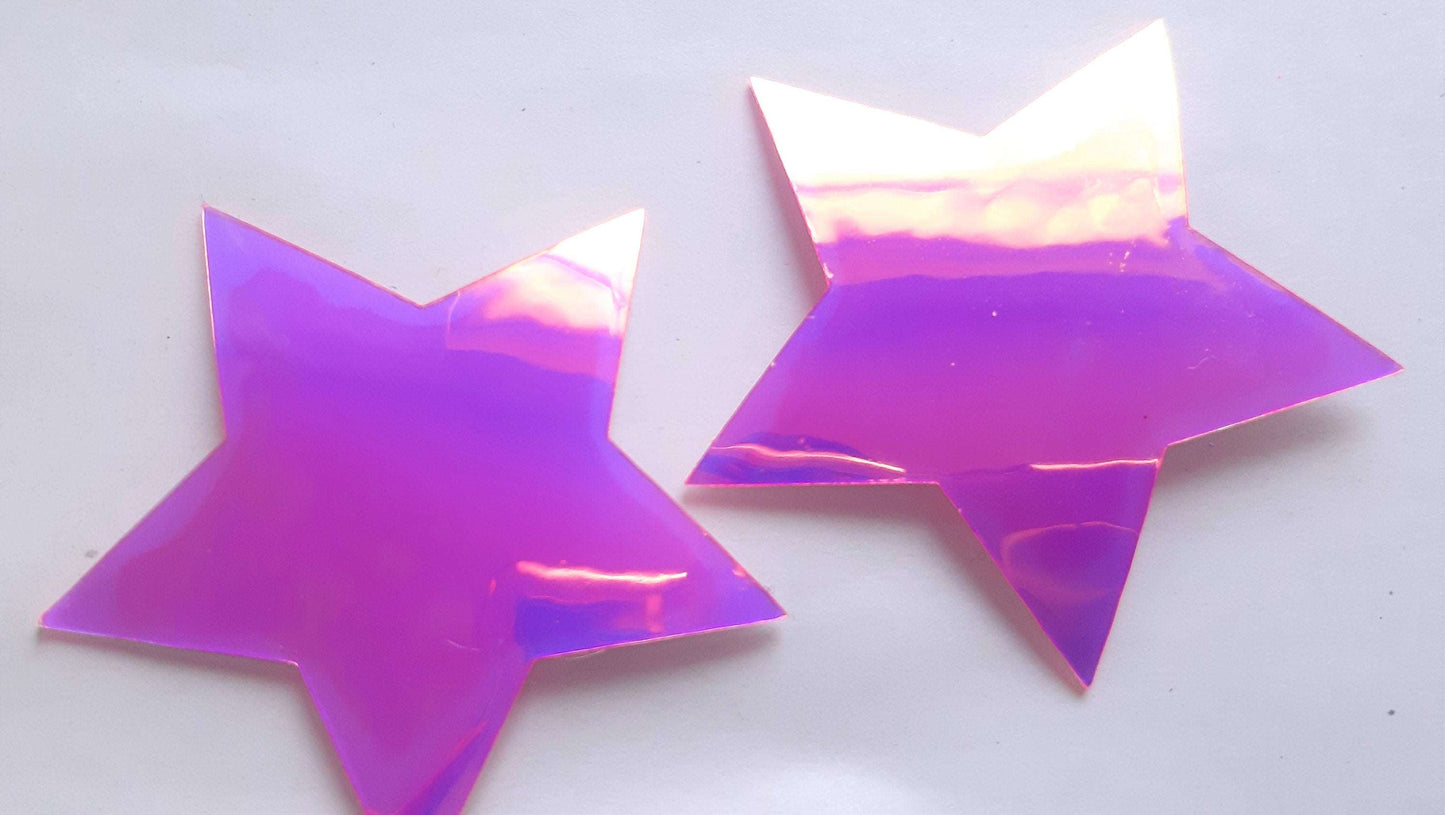 Large Pink Holographic Star Nipple Pasties