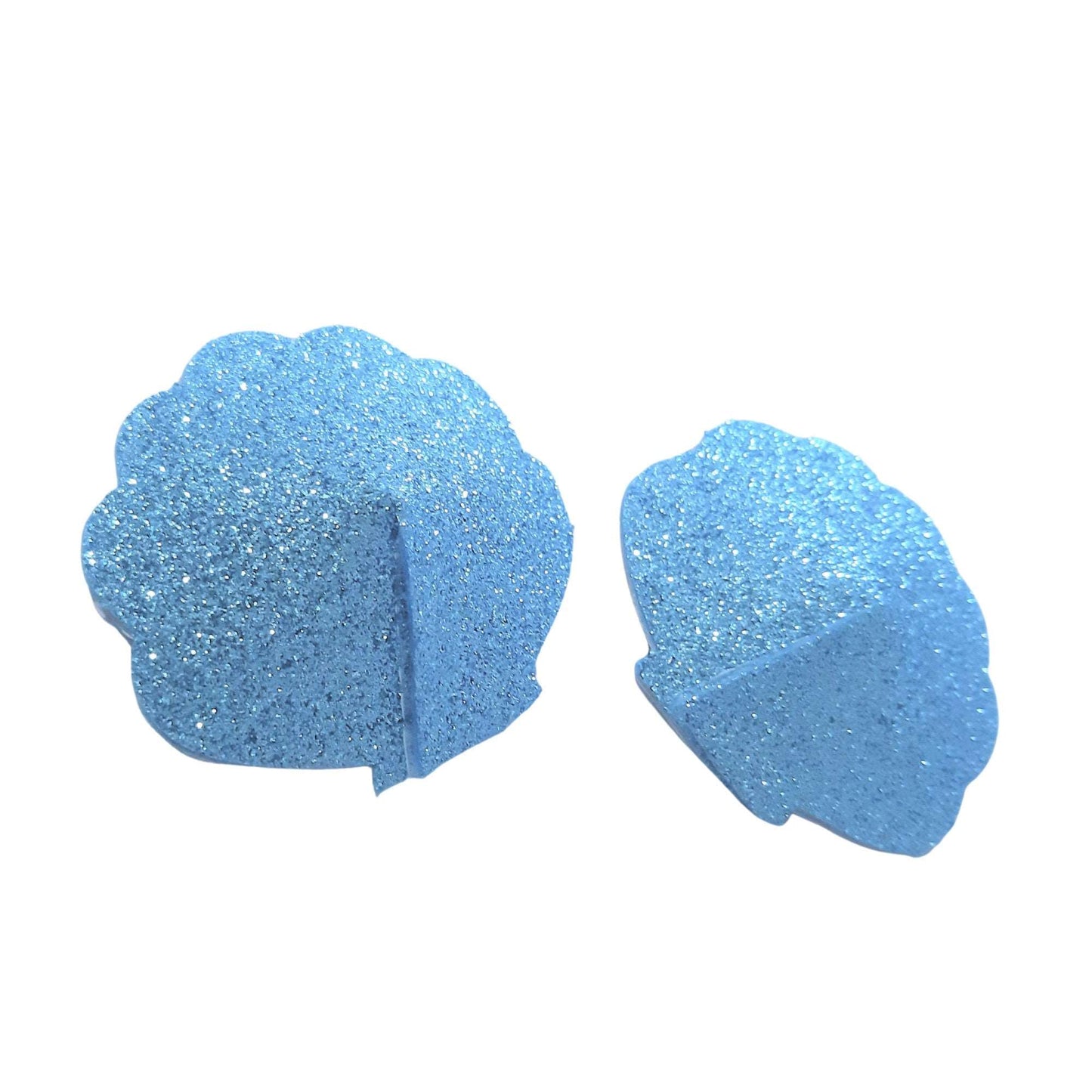 A pair of Light Blue Glitter Clam Shell shaped Nipple Pasties/nipple covers  Small - 5cm to cover 3-4cm area Medium - 7cm - coverage 5-6cm Large - 9cm - Coverage 7-8cm.