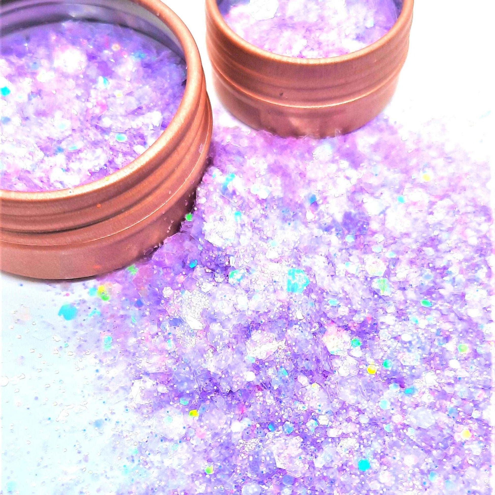 Frosted thistle. Shimmery lilac cosmetic glitter mix