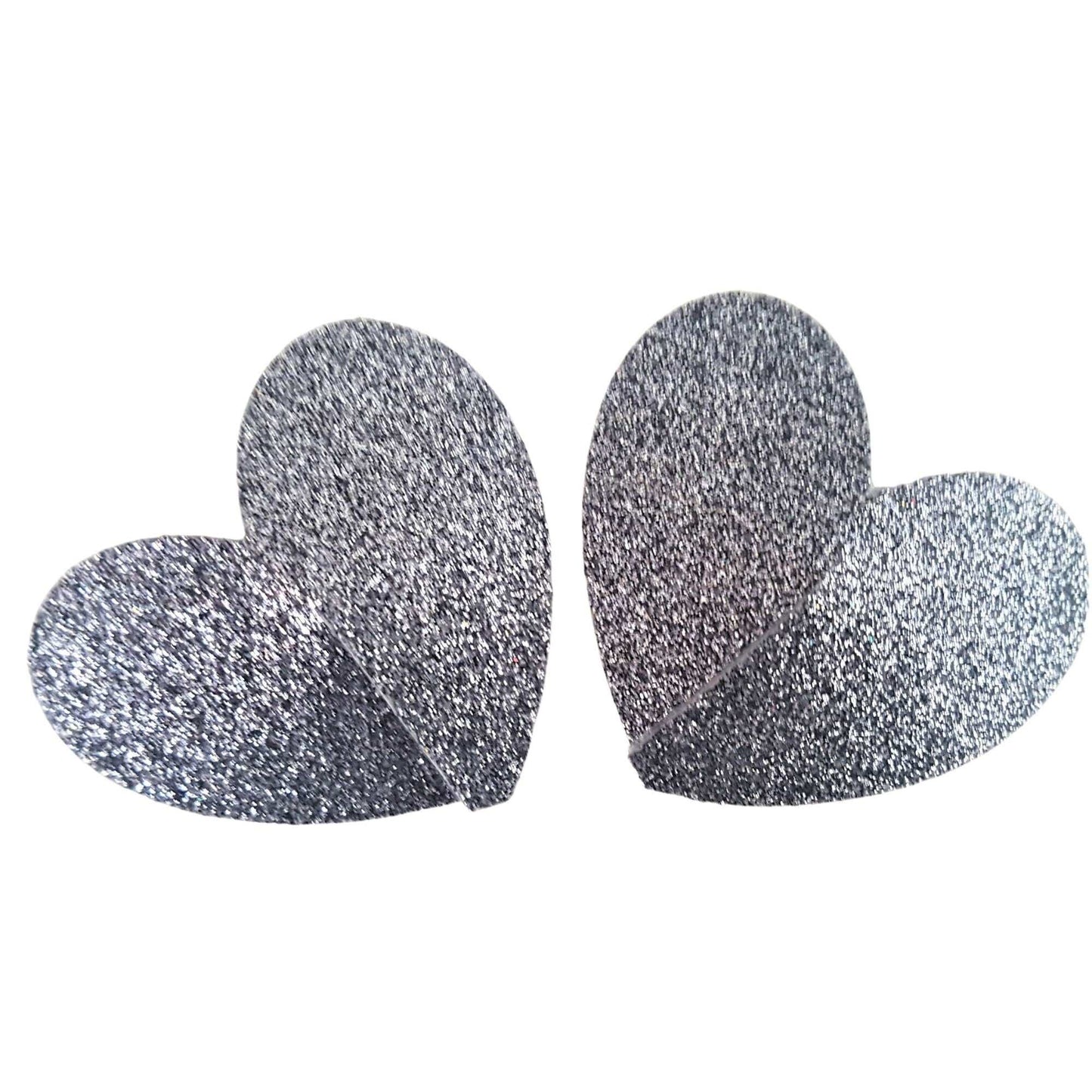 Grey Dark Silver Glitter Heart Nipple Pasties/ Nipple Covers