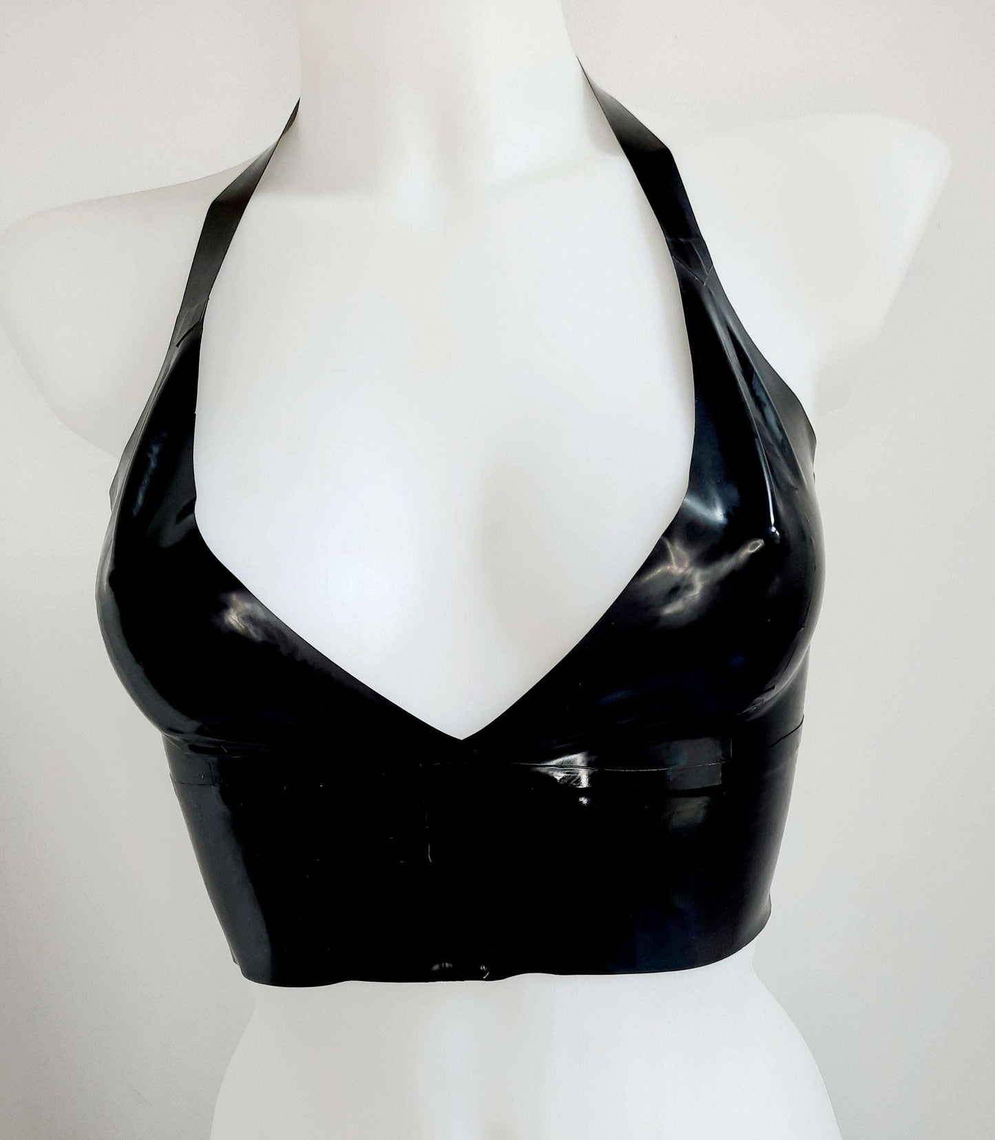 Cropped Latex Plunge Bra Top Soft Cup Bralette Choose Colour