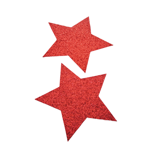 Red Glitter Star Nipple Pasties Nipple Covers