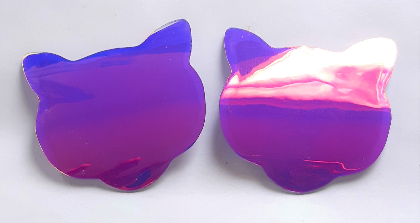 Purple Holographic Cat Face Nipple Pasties Festival Stickers Nipple Covers