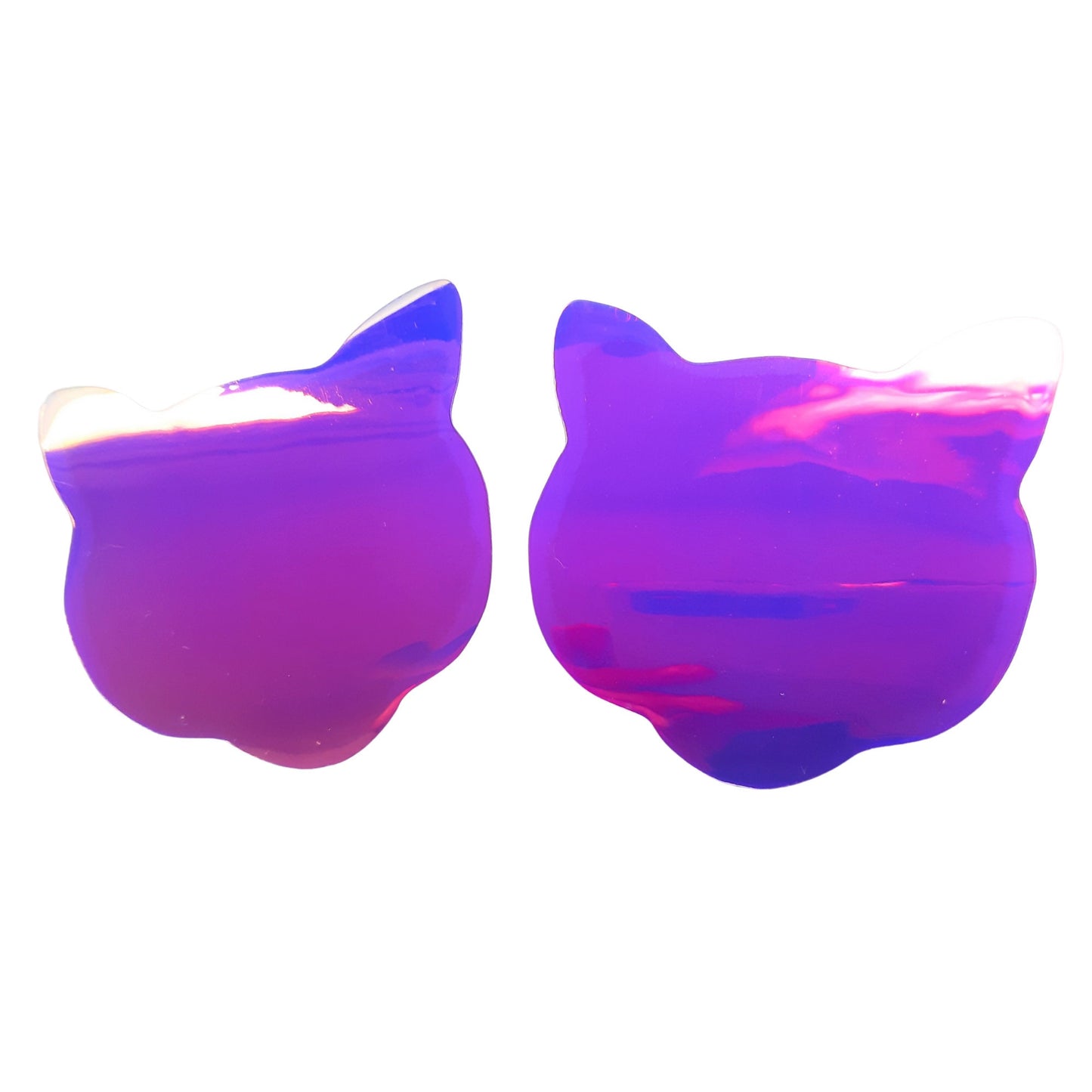 Purple Holographic Cat Face Nipple Pasties Festival Stickers Nipple Covers