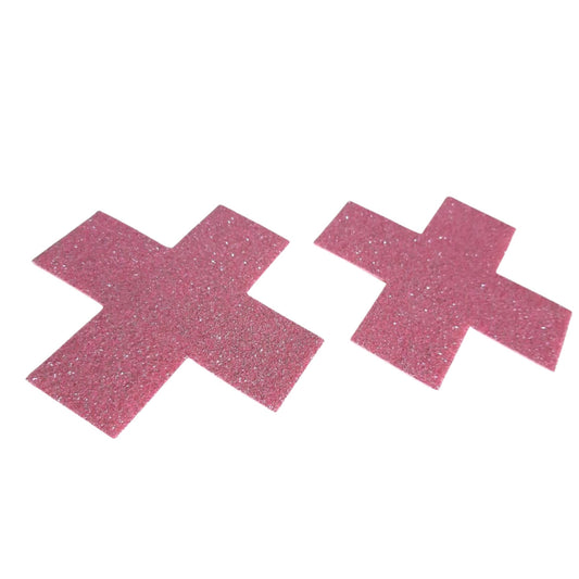 Pale Pink Glitter Cross X Nipple Pasties /Nipple Covers