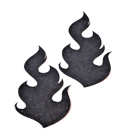 Tall Black Glitter Flames Nipple Pasties