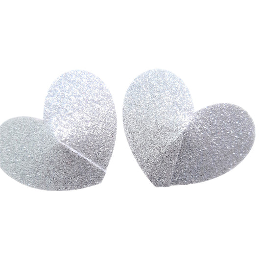 Silver Glitter Heart Nipple Pasties /Nipple Covers