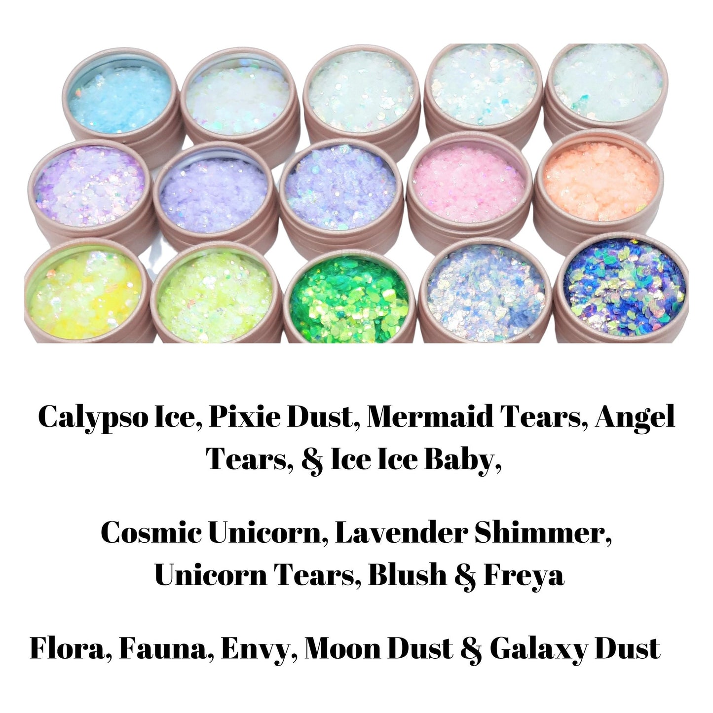 Set of 30 Cosmetic Festival Glitter Mixes, Pastel Colours to Dark Colour Flip Plus Aloe Vera Glitter Glue