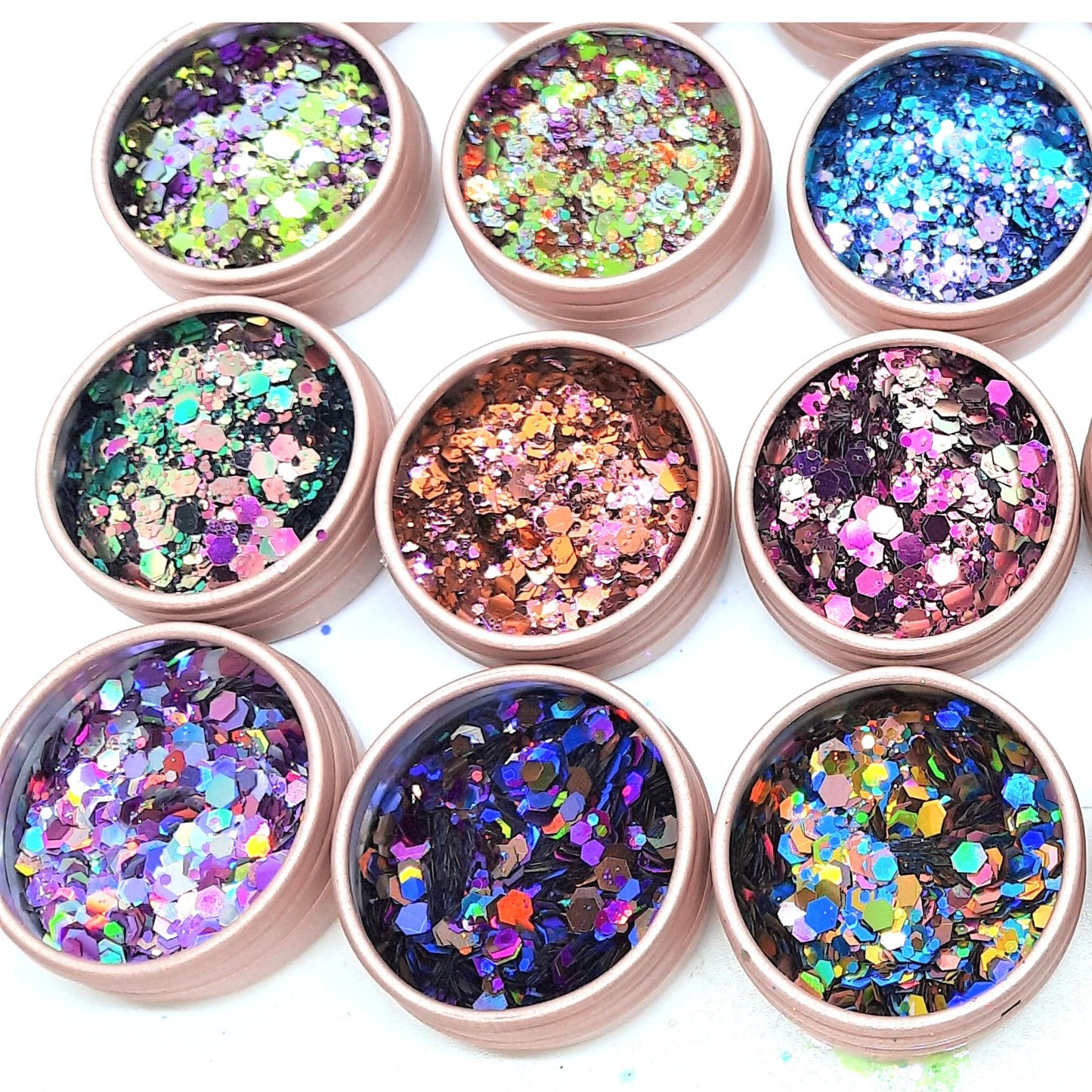 Set of 30 Cosmetic Festival Glitter Mixes, Pastel Colours to Dark Colour Flip Plus Aloe Vera Glitter Glue